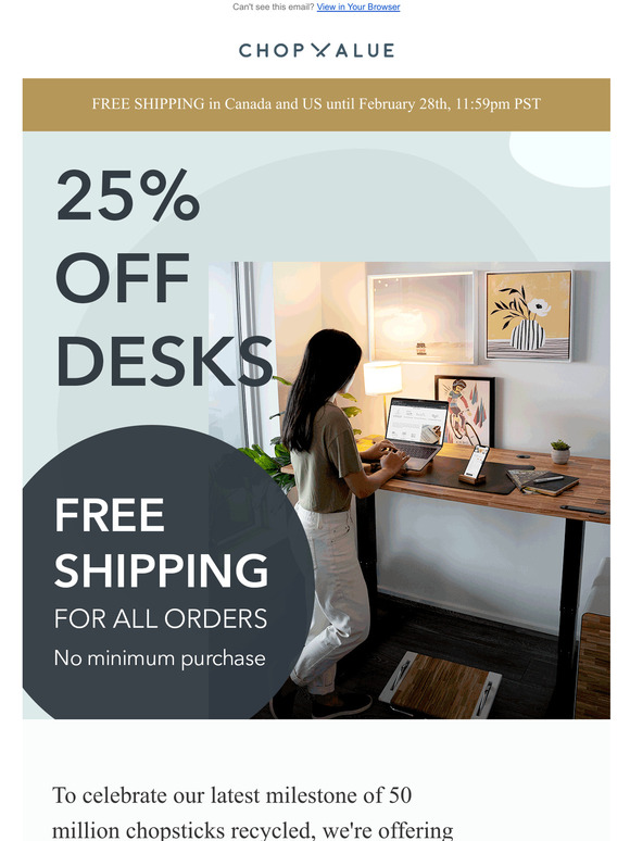 Get FREE SHIPPING + 25% off height adjustable desks