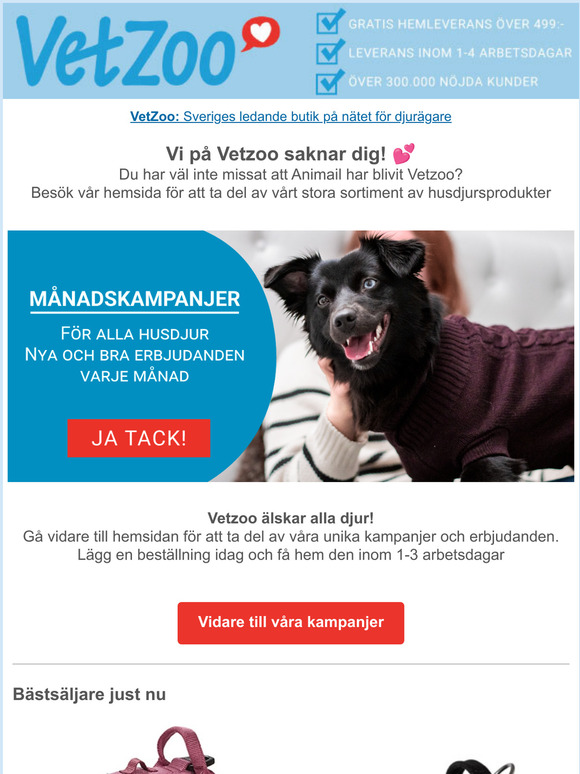 Dina toppkampanjer p nya sidan VetZoo.se 
