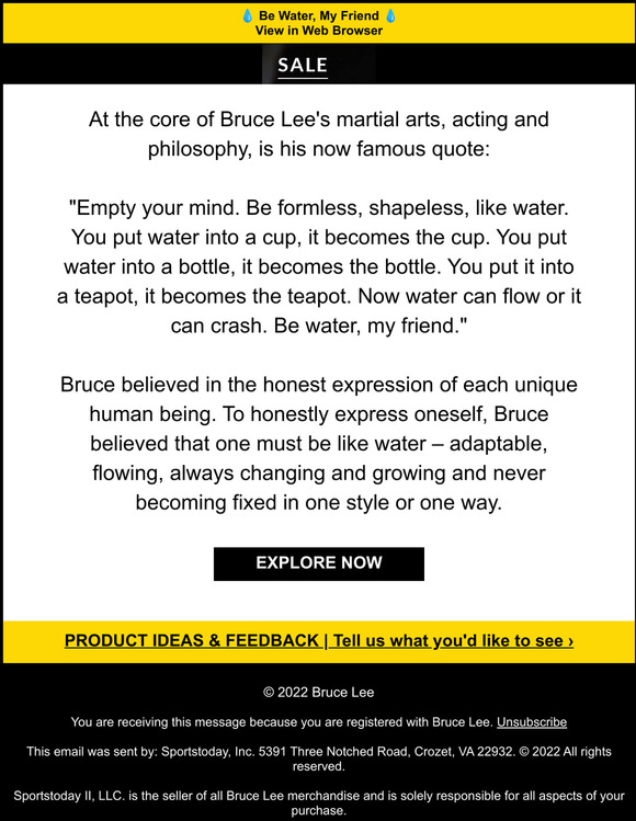Bruce Lee Official Store Water can flow, or it can crash Milled