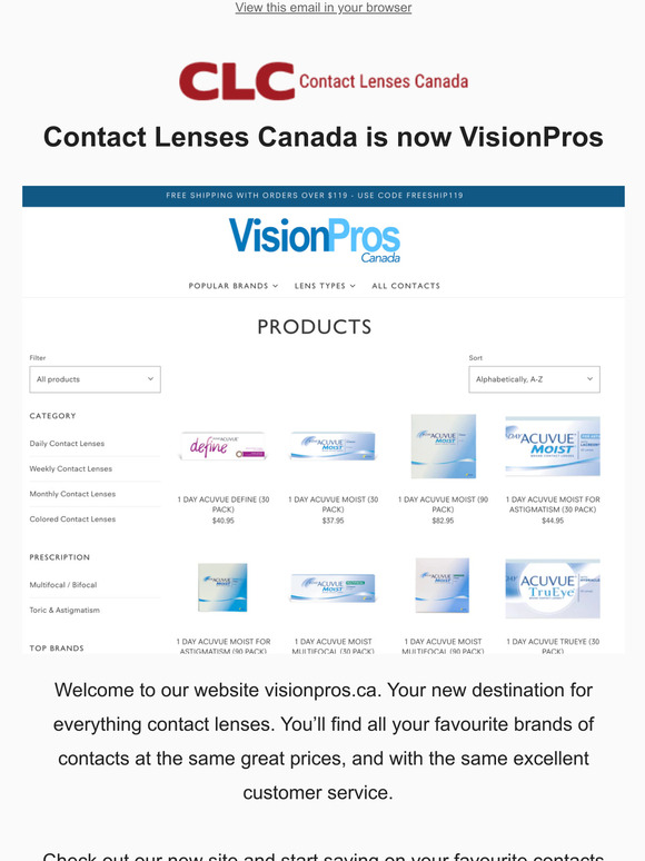 Contact Lenses Canada is now VisionPros