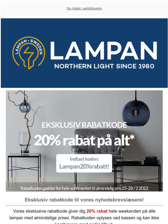 Eksklusiv rabatkodegiver dig 20% rabat