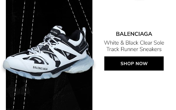 BALENCIAGA White & Black Clear Sole Track Runner Sneakers. Shop now