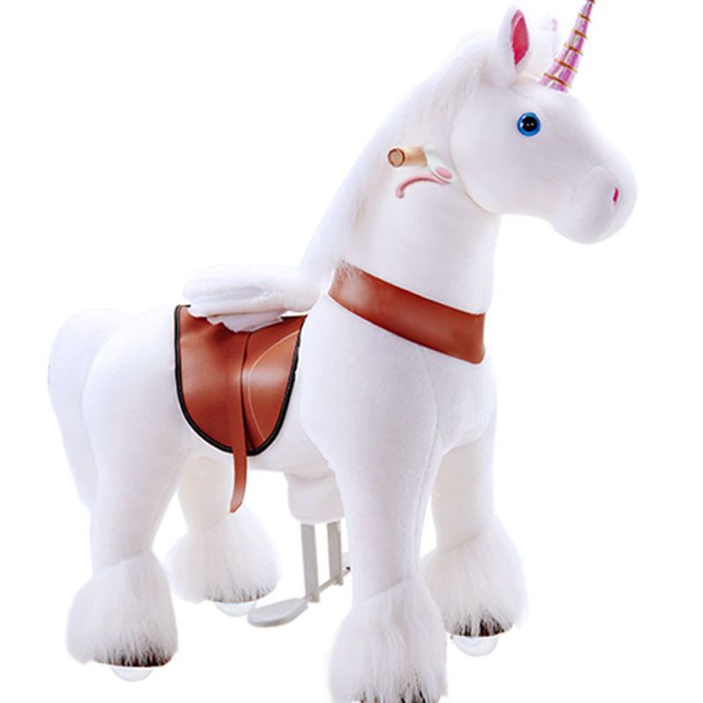 White Ride on Walking Toy Horse Unicorn
