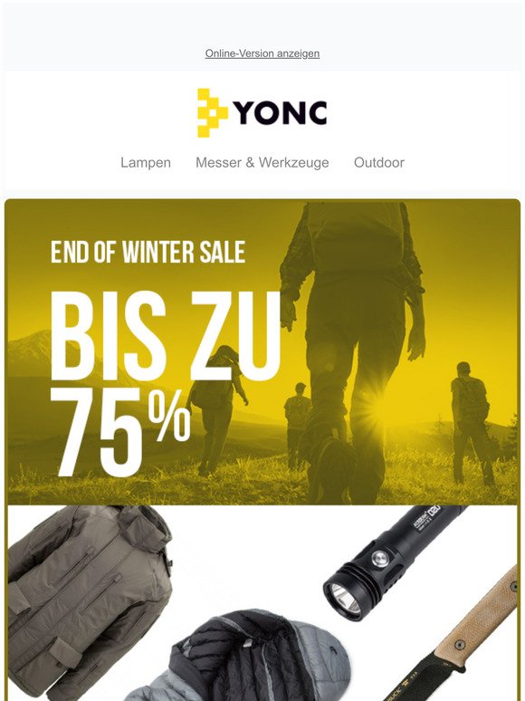 End of Winter Sale - Bis zu 75% Rabatt