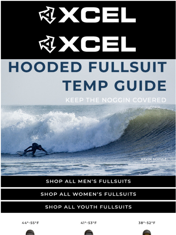 xcel Surf warmer // Hooded wetsuit temp guide Milled
