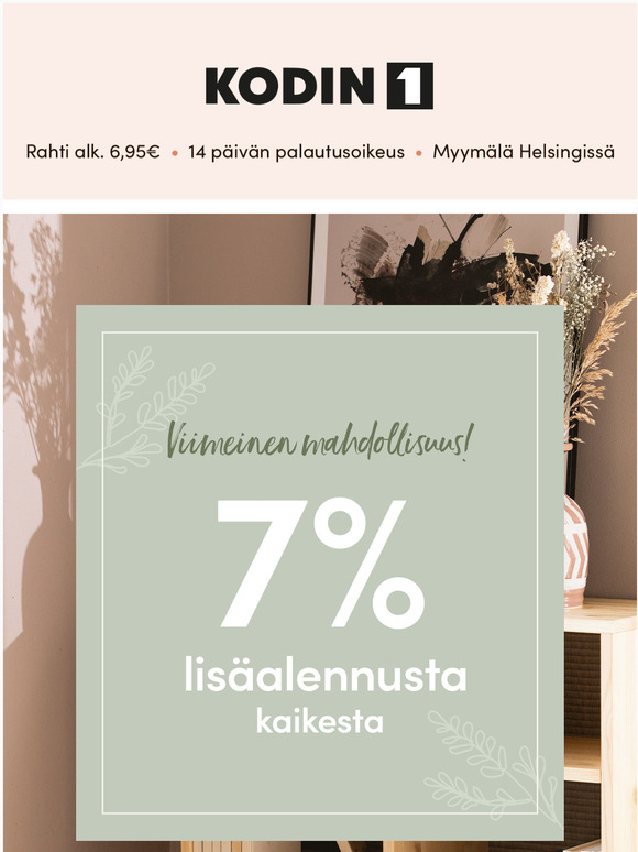 ! Ethn unohda, ett alennuskoodisi vanhenee pian...
