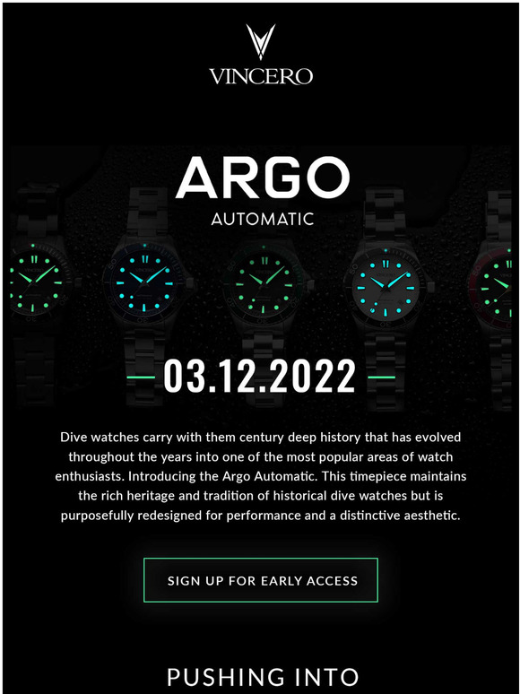 Vincero Collective The Argo Automatic dive watch is Coming Soon Milled