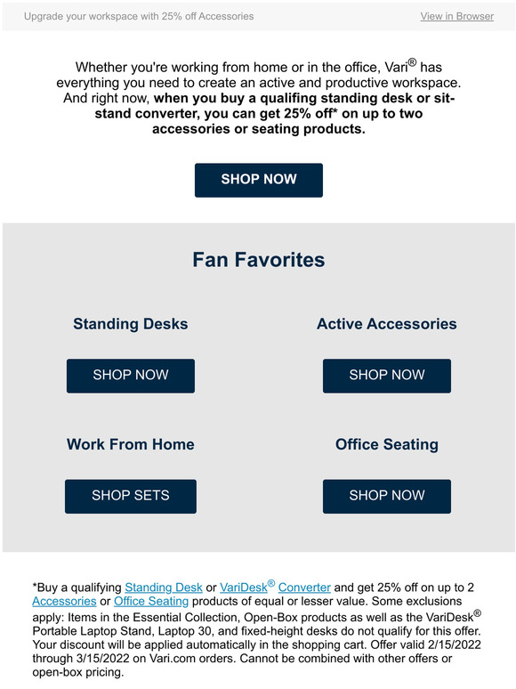 Varidesk Email Newsletters Shop Sales, Discounts, and Coupon Codes