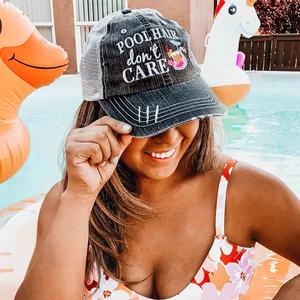 Image of Pool Hair Don't Care Trucker Hat