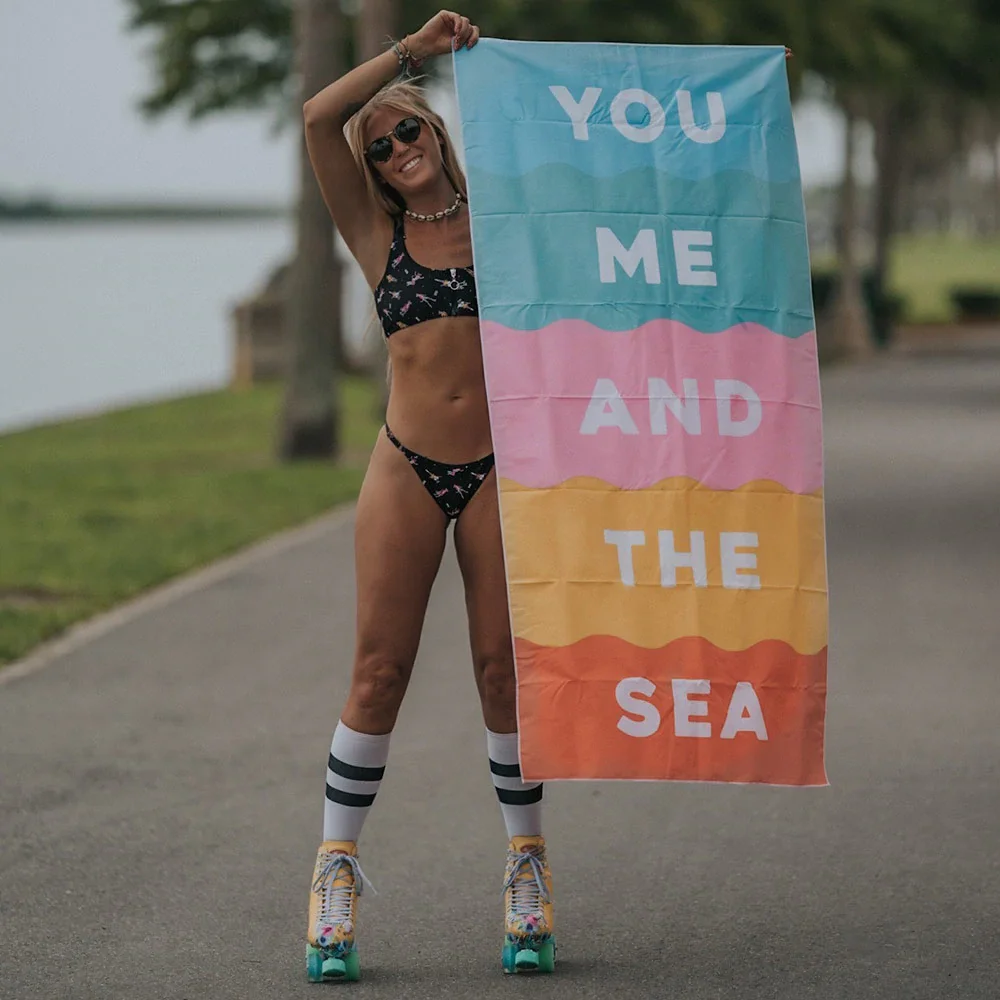 Image of You Me and the Sea  Quick Dry Beach Towels