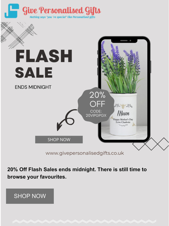 20% Off Flash Sale Ends At Midnight