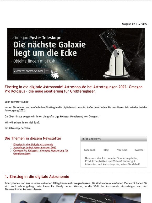 Astroshop.deNewsletter - Ausgabe 02 | 02/2022
