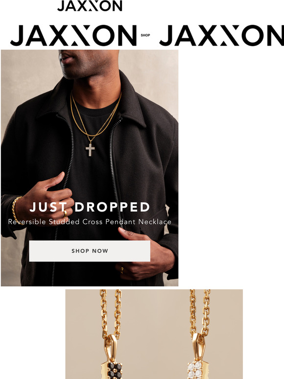 JAXXON INTRODUCING The Reversible Studded Cross Pendant Necklace Milled