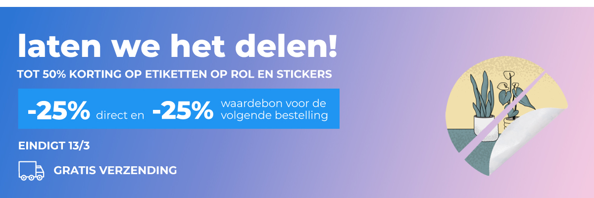 Bespaar dubbel! Tot 50% korting op etiketten en stickers