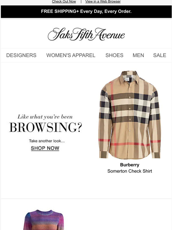 Saks Fifth Avenu: Still thinking about your Burberry shirt & more? | Milled