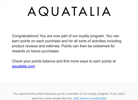aquatalia loyalty points
