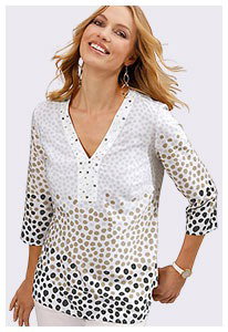 embellished-three-quarter-sleeve-polka-dot-tunic-blouse