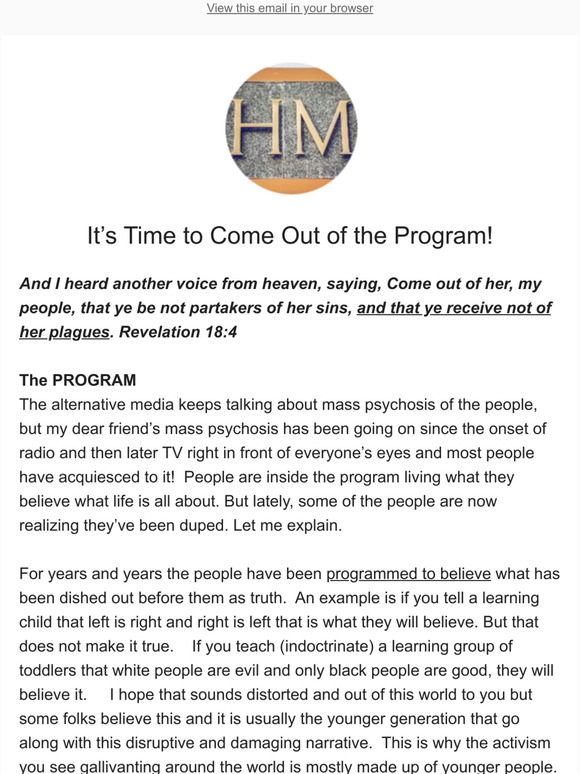 Its Time to Come Out of the Program!
