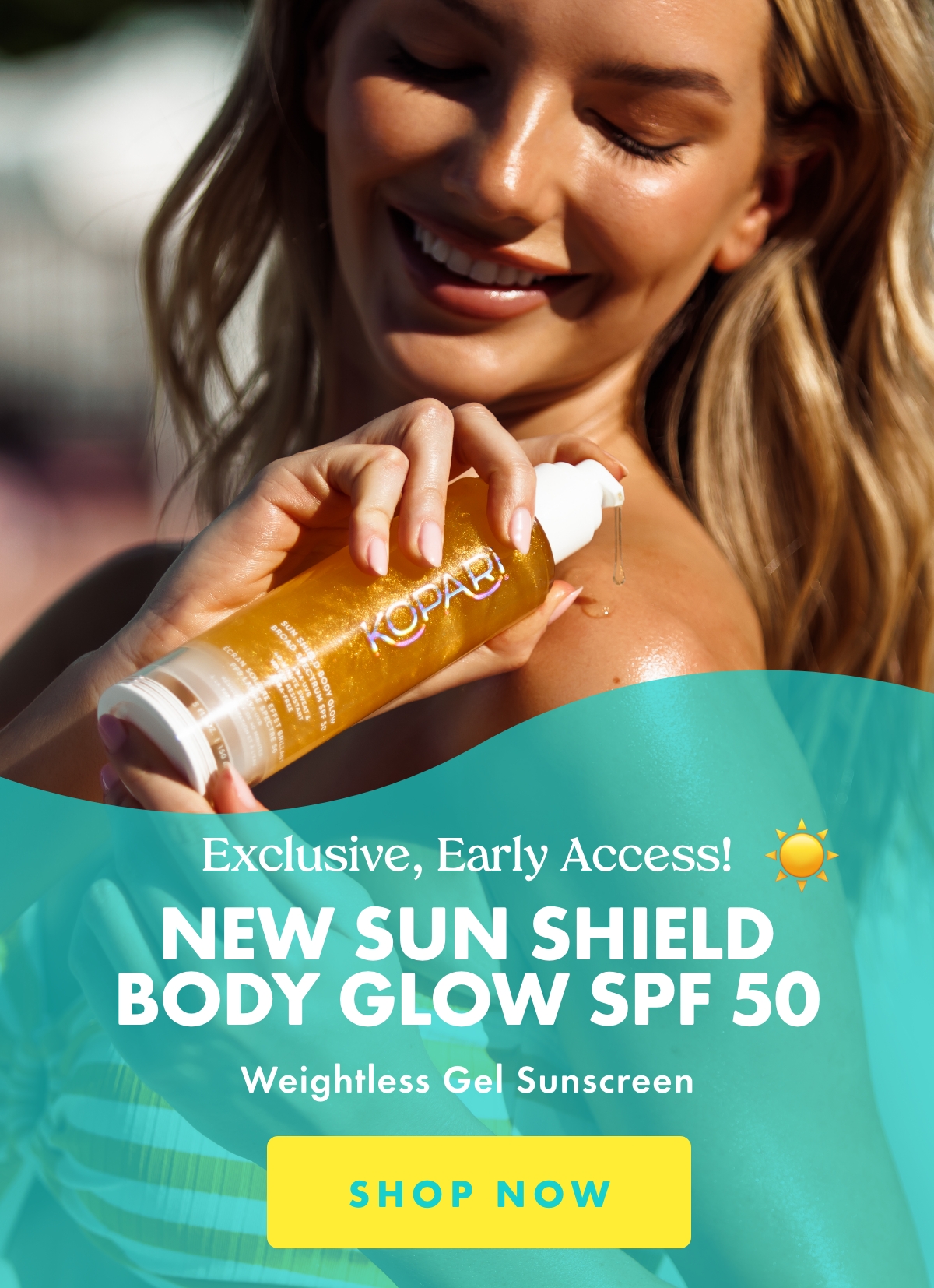 Sun Shield Body Glow Sunscreen SPF 50 – Kopari Beauty