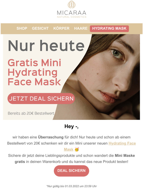 NUR HEUTE: Gratis Mini Hydrating Face Mask