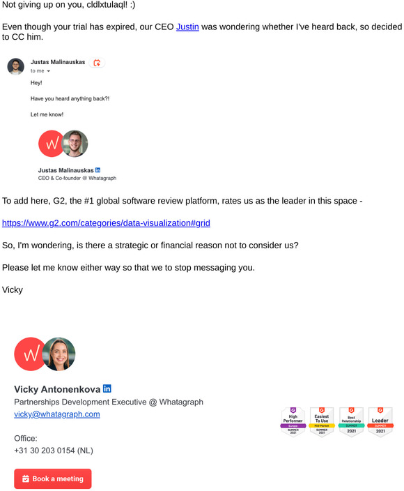 -our CEO would value having you as a client