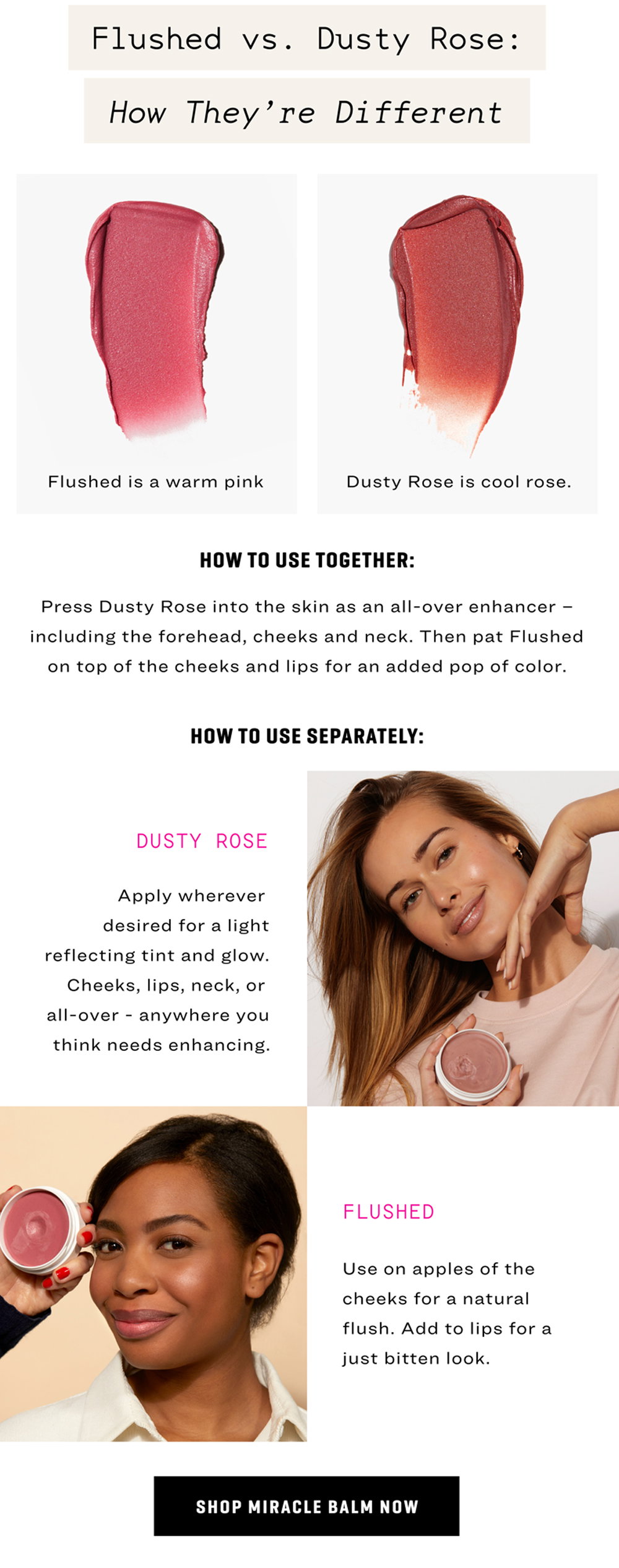 Jones Road Beauty: The difference between Flushed and Dusty Rose