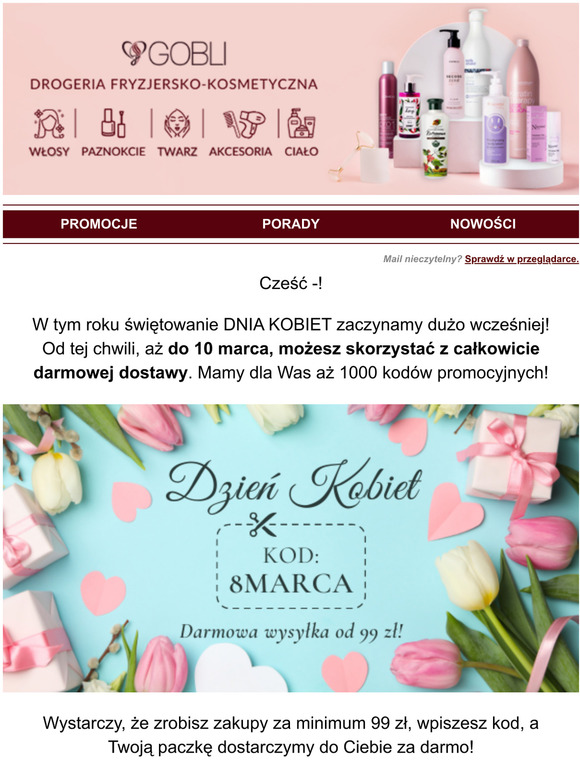 Drogeria Gobli  wituj z nami Midzynarodowy Dzie Kobiet   Darmowa Dostawa od 99 z!