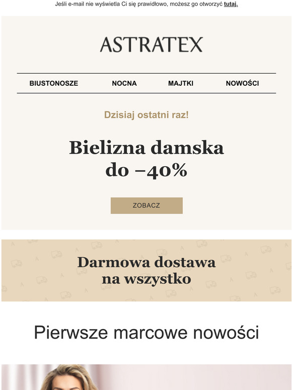 Ostatni dzie zniek do 40% na bielizn damsk | Darmowa dostawa na wszystko.