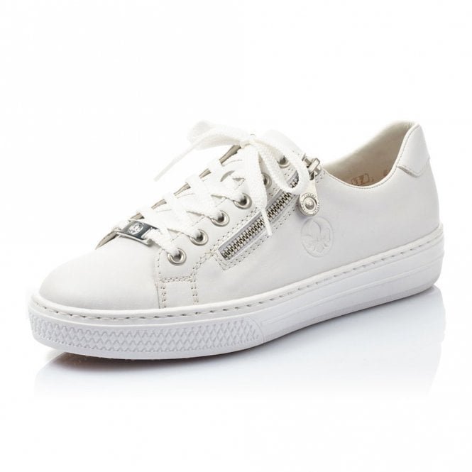 L59L1-80 Jupiter Smart Casual Leather Trainers In White