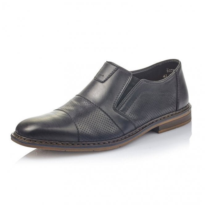 B1765-00 Jason Mens Smart-Casual Leather Slip On Shoe in Black