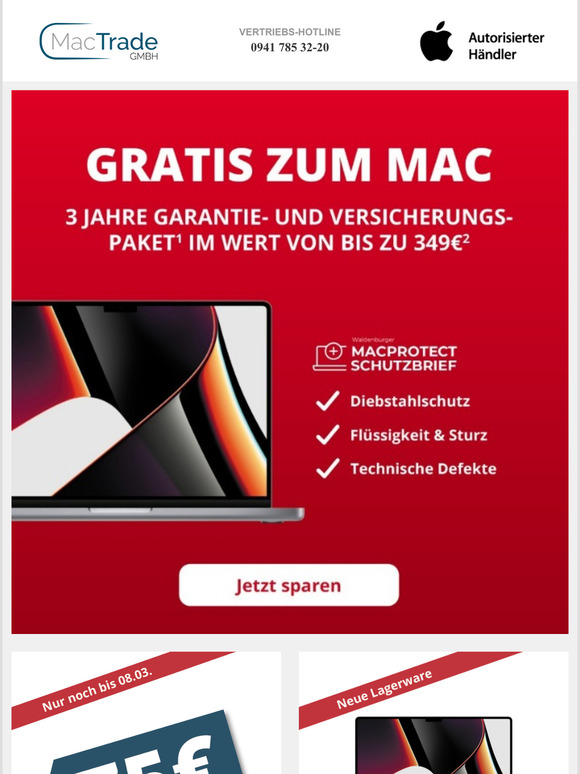 Gratis zum Mac: 3 Jahre Garantie- und Versicherungspaket
