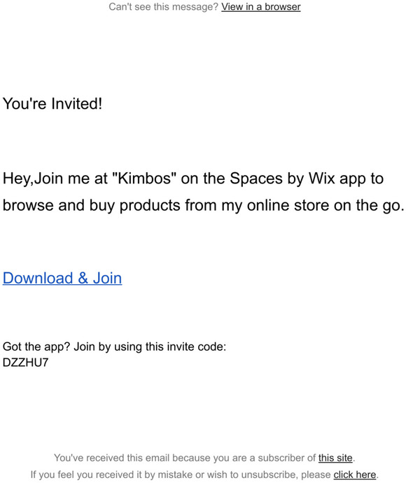 Join "Kimbos's" Store on the Spaces by Wix app!