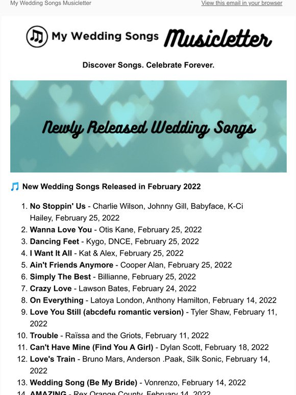 DON'T MISS Wedding MUSICLetter  February 2022