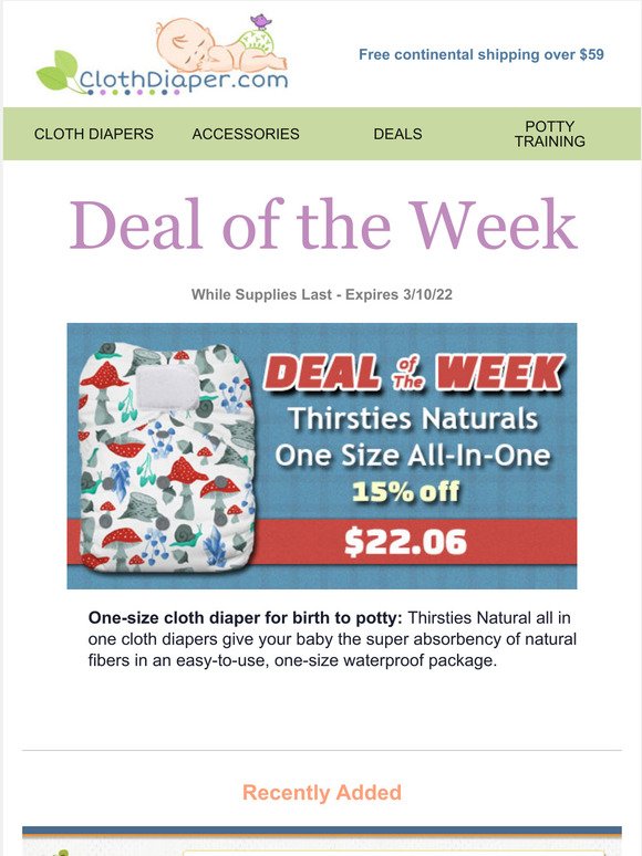 Deal of the Week: 15% Off Thirsties Naturals One Size All In One