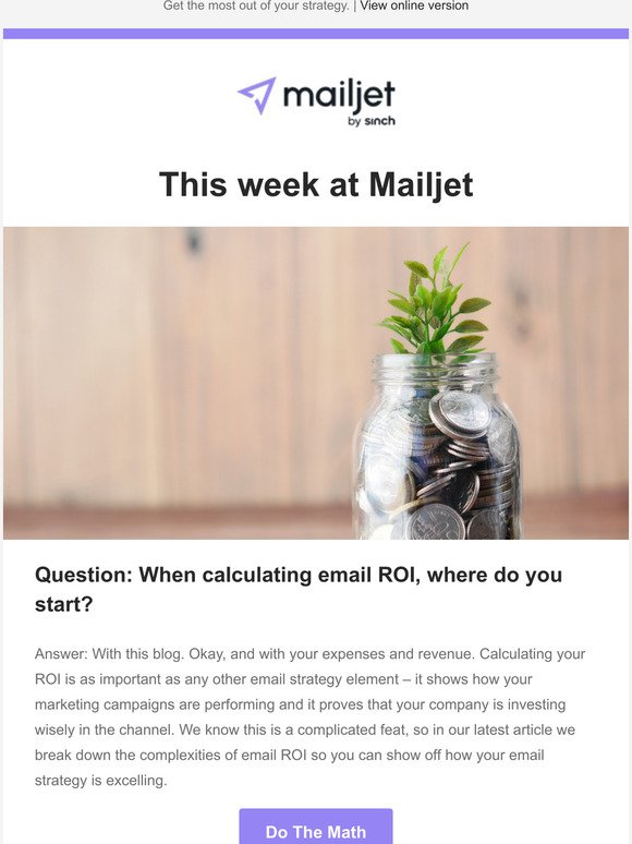 We talk a lot about ROI in this email