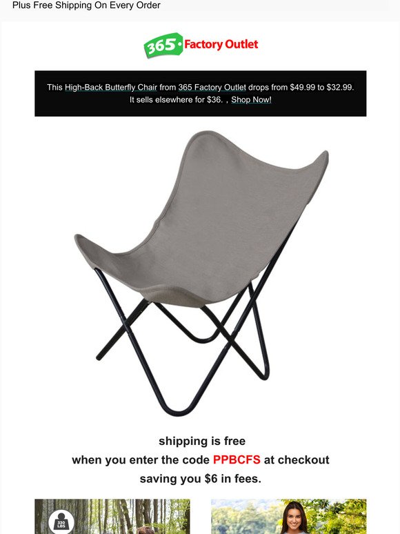 High-Back Butterfly Chair $33 Shipped