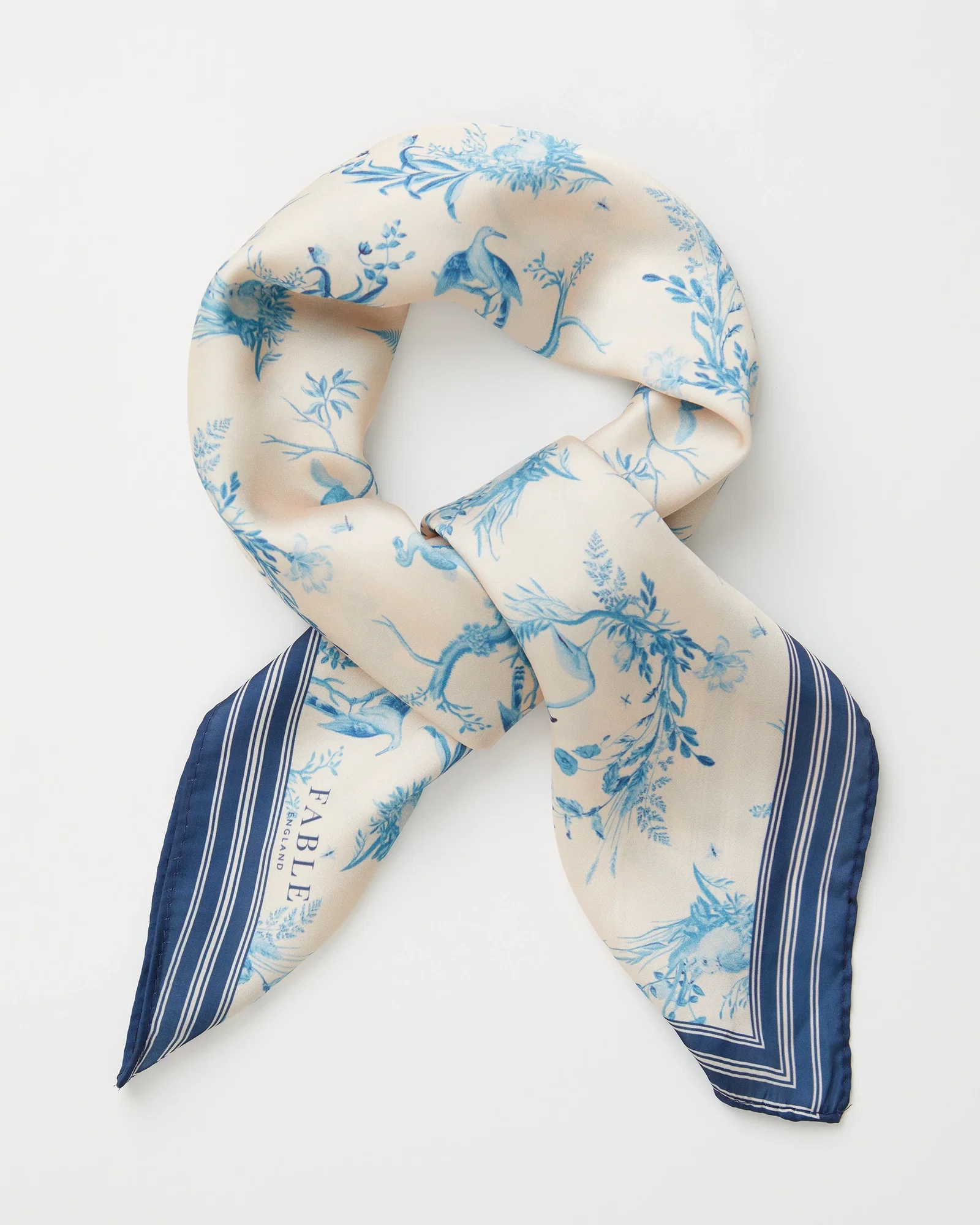 Image of Toile de Jouy Vintage Blue Square Scarf
