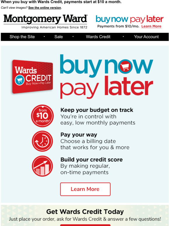 Montgomery Ward Buy Now, Pay Later with Wards Credit! Milled