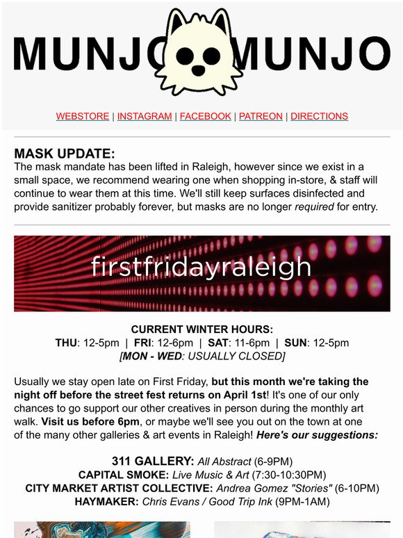 FIRST FRIDAY: Regular Hours This Weekend!