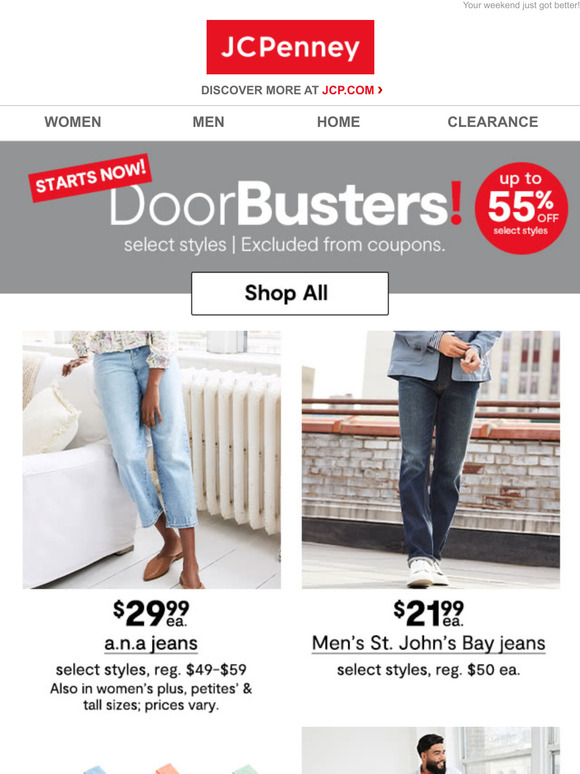 jcp men's jeans clearance