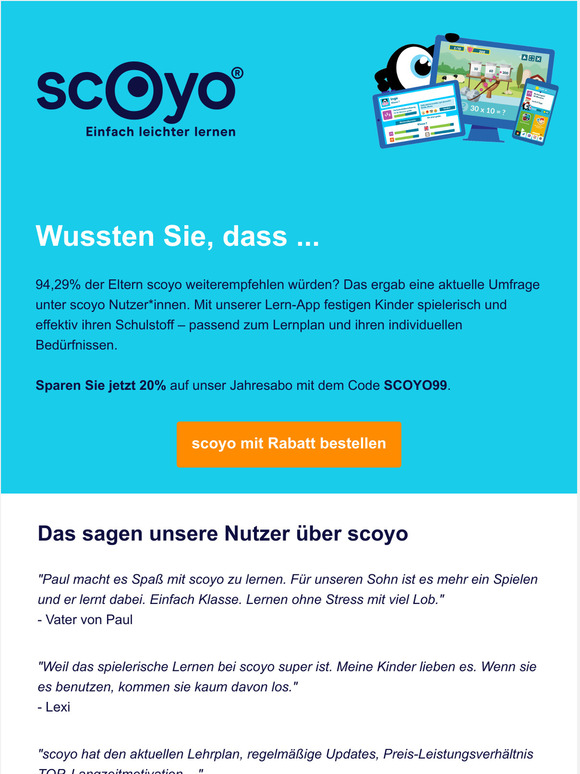 Das sagen unsere Nutzer ber scoyo