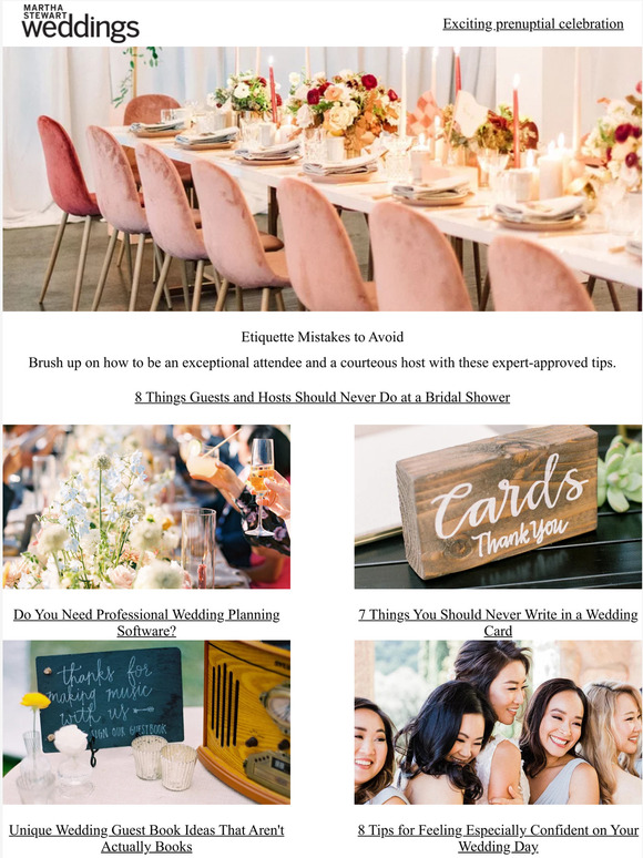 Martha Stewart Weddings 8 Things Guests and Hosts Should Never Do at a