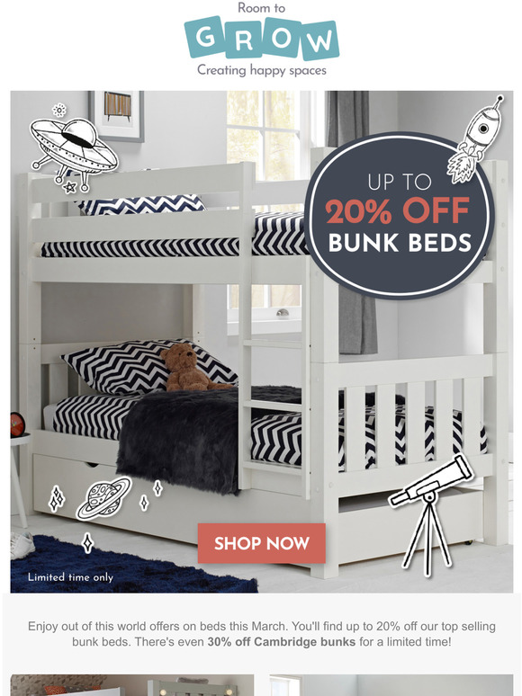 Room To Grow Out of this world bunk bed offers! Milled