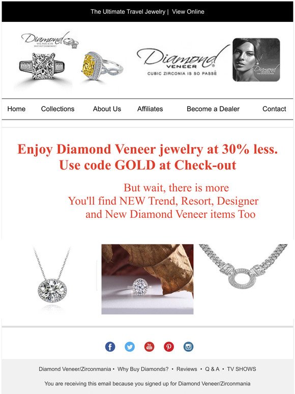 Welcome Summer with Diamond Veneer Travel jewelry at 30% less!