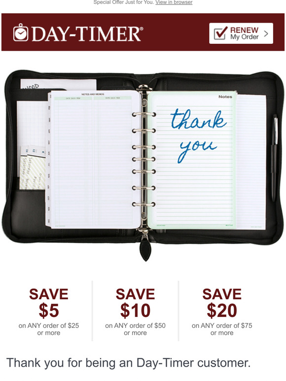 DayTimer Three Ways to Save as a Preferred Customer! Milled