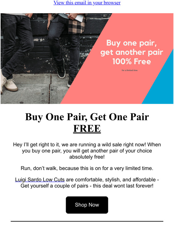  Buy One Pair, Get One Pair FREE 