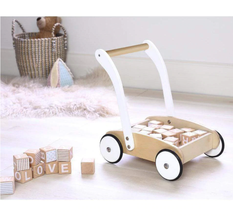 Wooden Baby Walker with Block Set