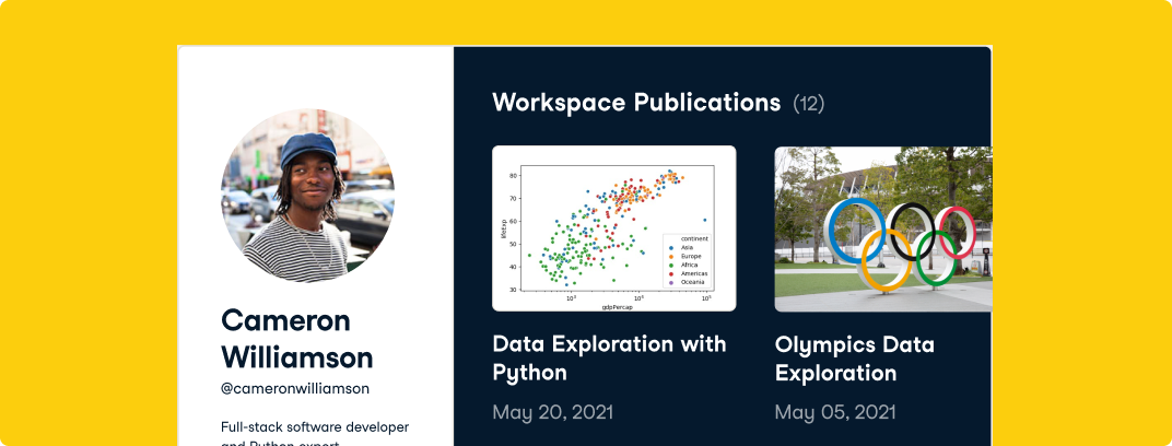 Screenshot of DataCamp profile