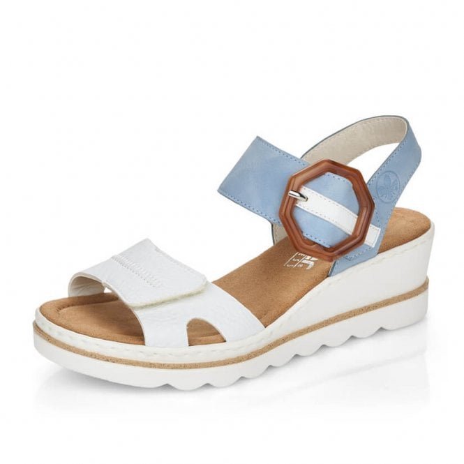 67476-10 Kaukas Fashion Wedge Sandals in Blue & White