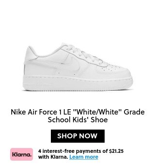 Nike Air Force 1 LE "White/White" Grade School Kids' Shoe